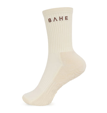 BAHE Grounded Grippy Crew Socks - Coconut - 1