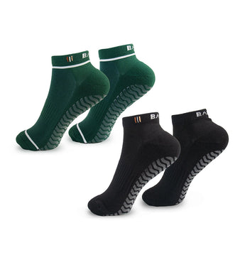 BAHE Studio Grippy Ankle Socks - Anthracite/Forest Green (2 Pack) - Product - 04