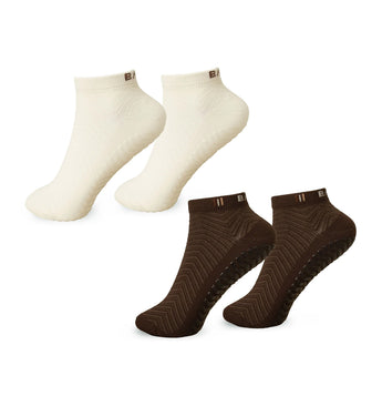 BAHE Studio Grippy Ankle Socks - Coconut/Cinnamon (2 Pack) - Product - 04