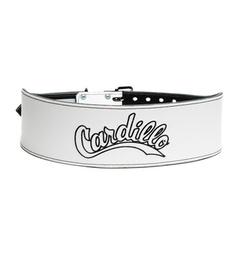Cardillo Men's 310DL Custom Weight Lifting Belt with Cardillo Logo Embroidery - White - 01