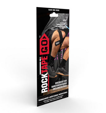 RockTape Go Fast Pack Kinesiology Tape - 5cm x 25cm Strips - Black - 1