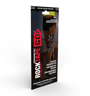 RockTape Go Fast Pack Kinesiology Tape - 5cm x 25cm Strips - Black Reflective - 1