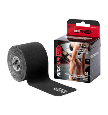 RockTape Go Pre-cut Standard Kinesiology Tape - 20 x 10" Strips - Black - 6