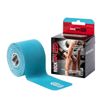RockTape Go Pre-cut Standard Kinesiology Tape - 20 x 10" Strips - Blue - 6