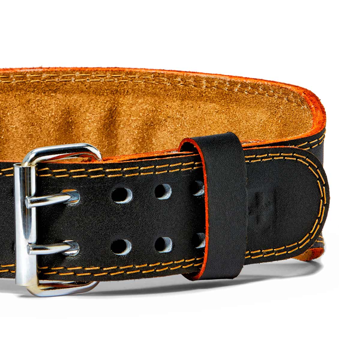 HAR284 Harbinger 4 inch Leather Weight Lifting Belt Front Close Up