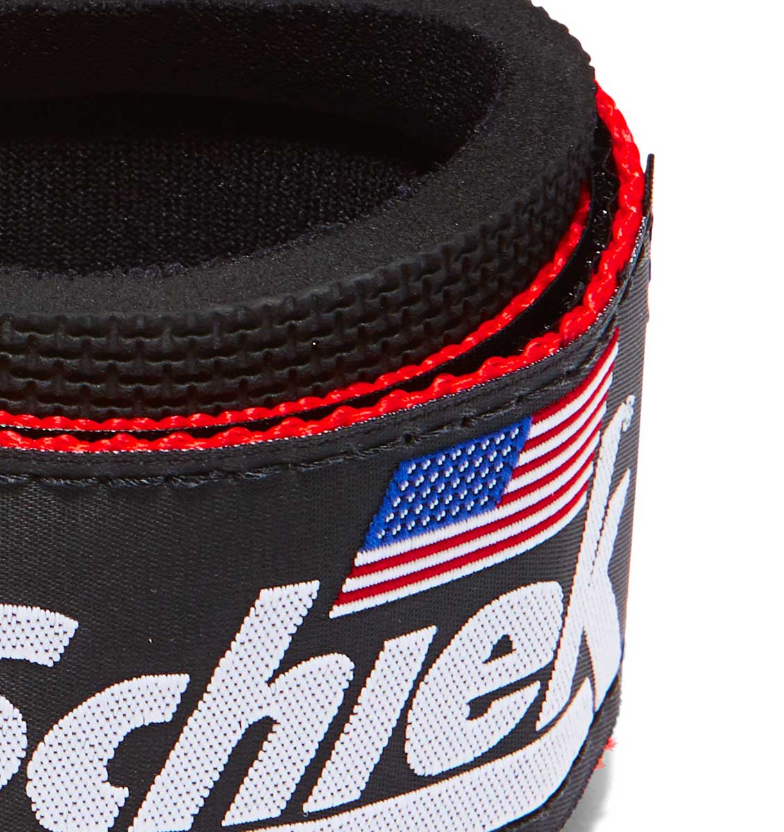 1100 Schiek Wrist Supports Straps Red Logo Close Up