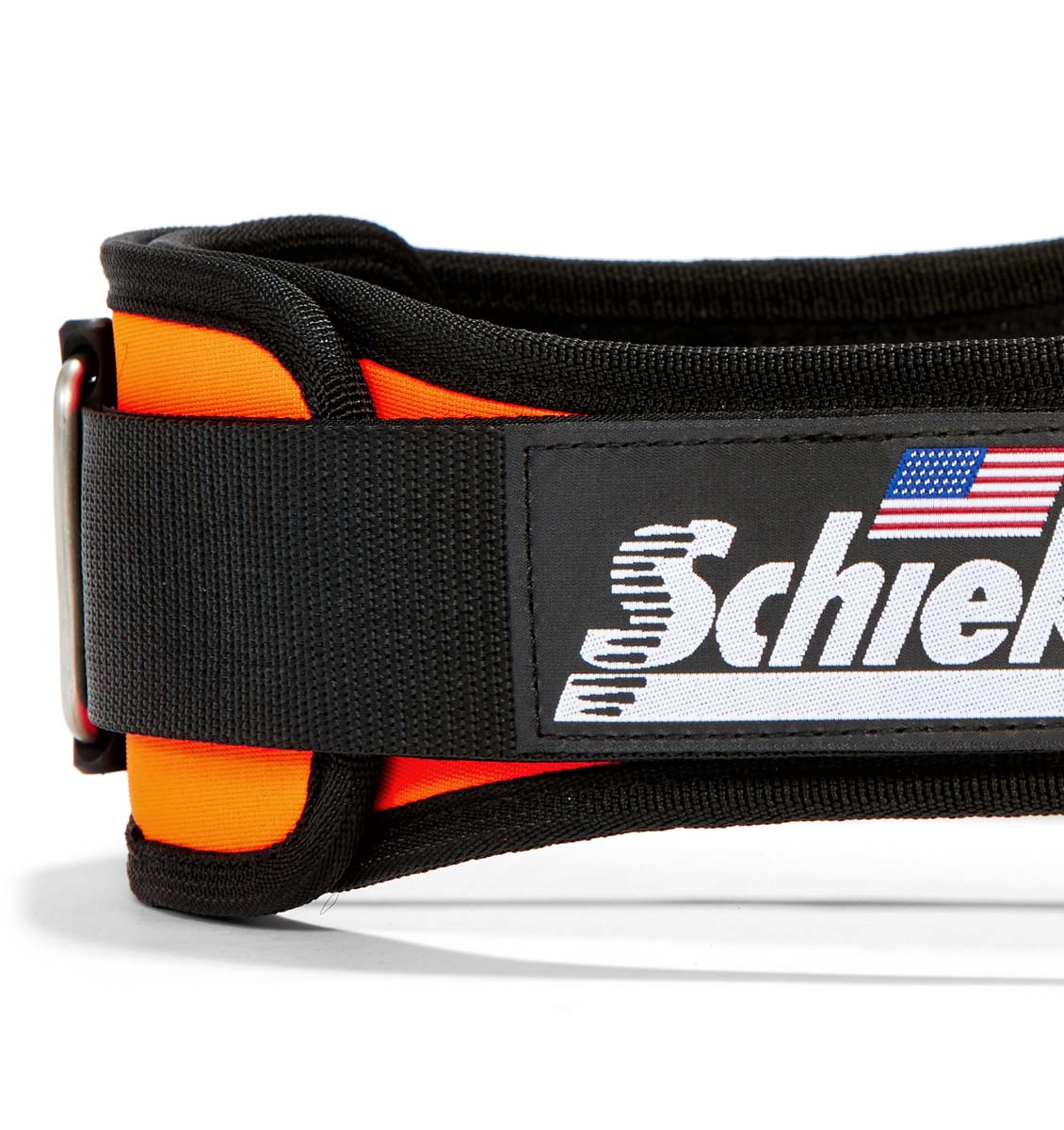 2004 Schiek Contour Weight Lifting Belt Orange Side Close Up