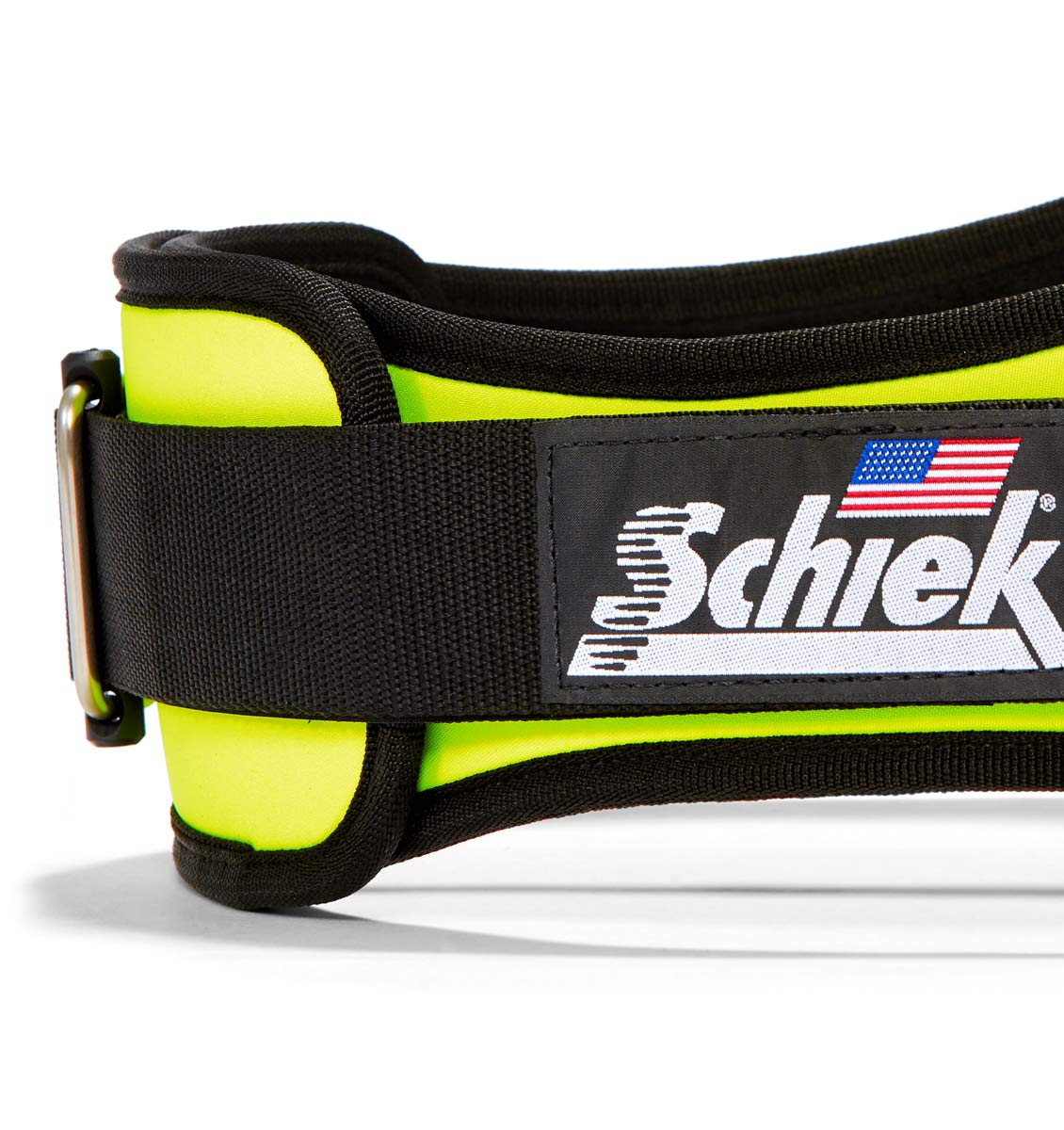 2006 Schiek Contour Weight Lifting Belt Neon Yellow Side Close Up