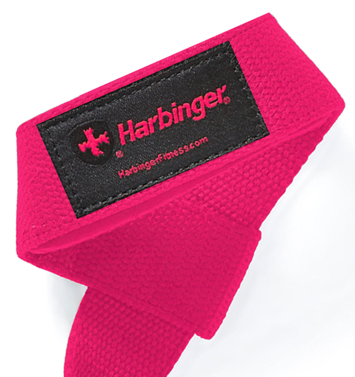 21307 Harbinger Padded Lifting Straps Pink Logo Close Up