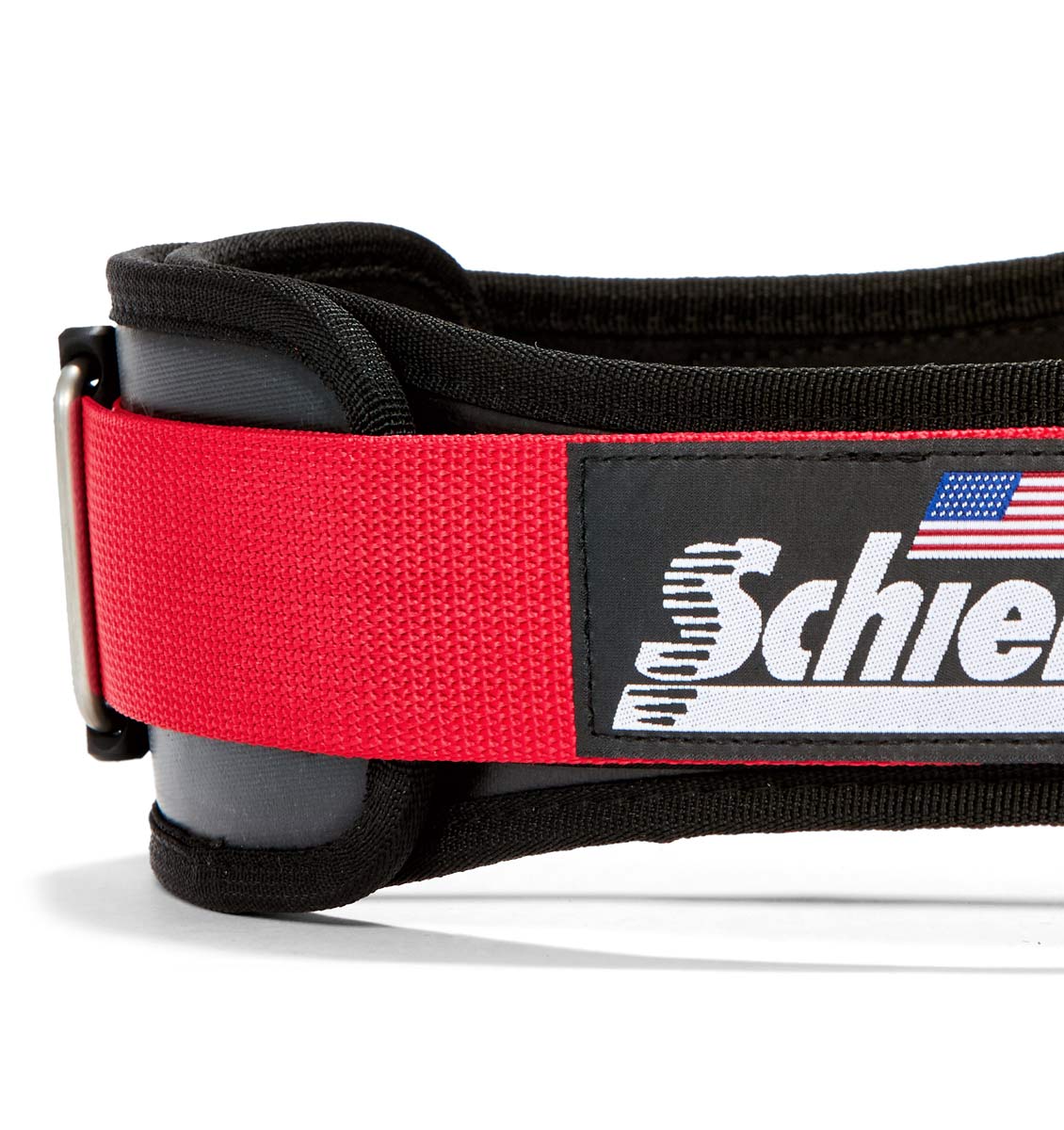 3004 Schiek Contour Power Weight Lifting Belt Black and Red Side Close Up