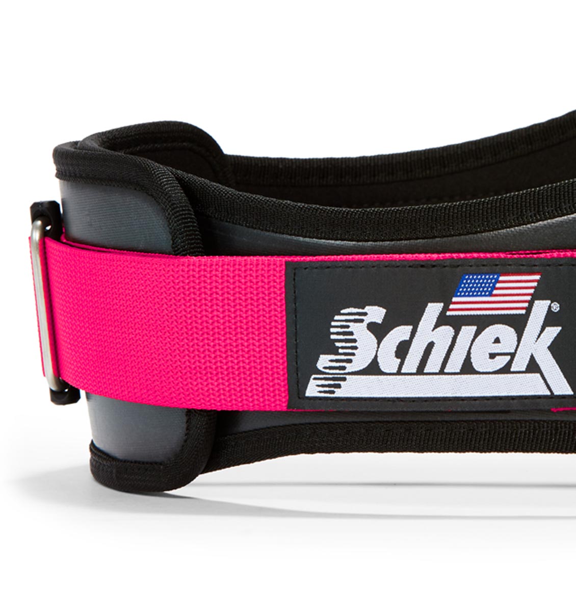 3006 Schiek Contour Weight Lifting Belt Pink Side Close Up