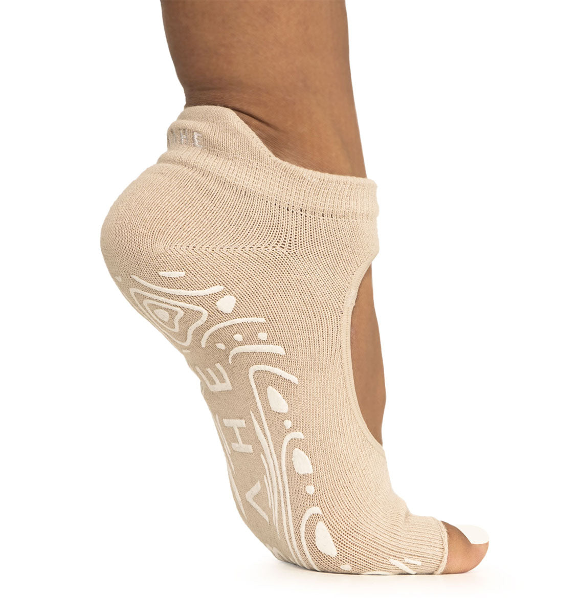 BAHE Grounded Grippy Open-Toe Socks - Dusty Beige - 1