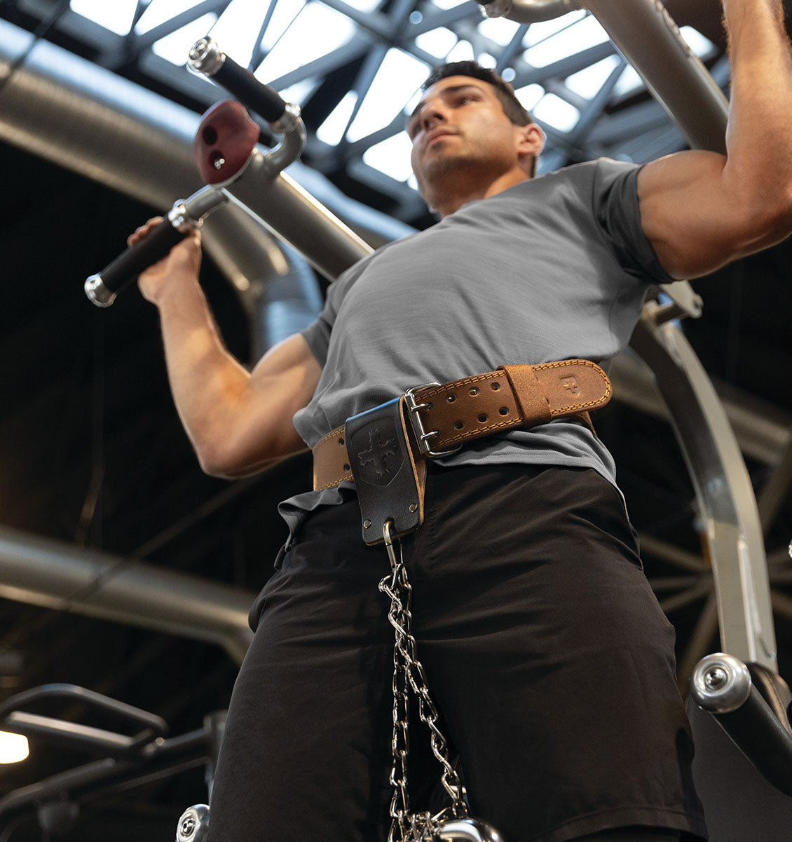 Harbinger 36" Leather Dip Belt Attachment Gunmetal LOBOCKI